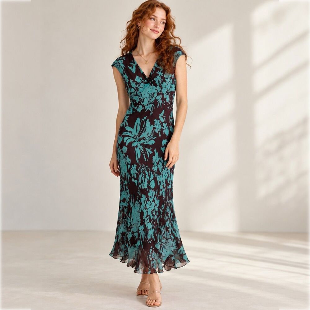 Vintage Y2K Jones New York 100% Silk Fairy Maxi Slip Dress